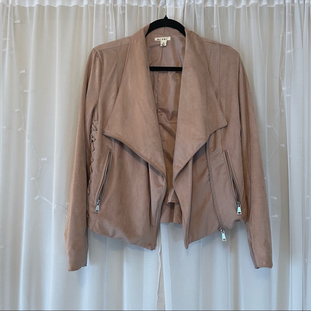 Miami Blush Suede Moto Jacket